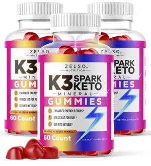 (3 Pack) K3 Spark Mineral Gummies by Zelso Nutrition, The Original K3Spark ACV Formula Pills Now in Gummy, Advanced Vitamins Plus Multivitamin, Men & Women Emily, 90 Day Supply